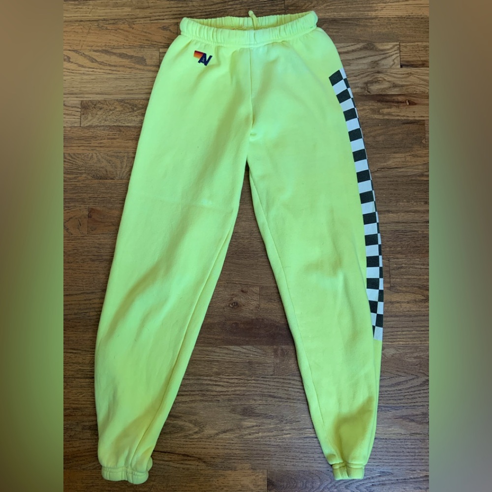 Super cute neon yellow Aviator Nation Joggers
